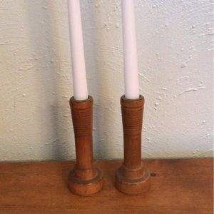 Antique bobbin candleholders